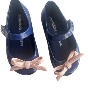 Mini Melissa Navy Blue Bow Flats Toddler Size 7